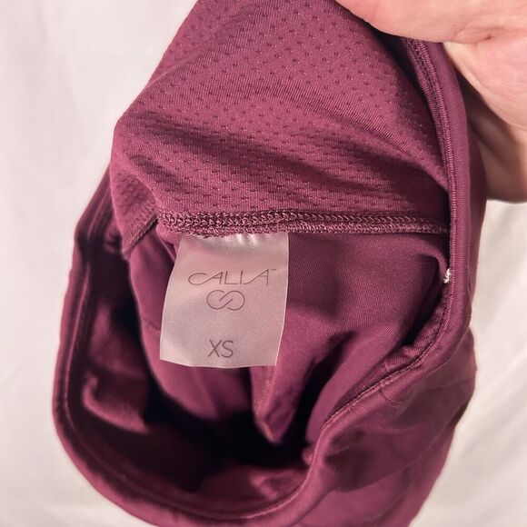 Calia Mini Skirt Women's XS Burgundy Pull On Lined Elastic Side Zip Pockets - Picture 9 of 9